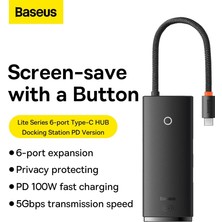 Store Lite 6'sı 1 Arada Multifonksiyonal Type-C Hub Şarj Istasyonu - Siyah