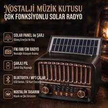 Diyar-ı Fırsat Solar Panelli Fm Radyo - Şarjlı - Bluetooth Özellikli - Aux Girişli - Nostaljik Tasarım
