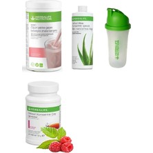 Herbalife 1 Ahududu ve Beyaz Çikolota + 1 Aloe + 1 Ahududulu 50GR Çay + Shaker.