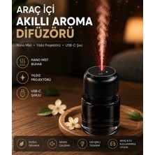 Azurtech Araç Içi Koku Difüzörü Yıldız Gökyüzü Projektörü Ultrasonik Buharlı Aroma Makinası ve Oda Kokulandırıcı