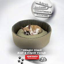 Kedi ve Köpek Yatağı Küçük Irk Köpek Yuvası Sünger Simit (Bej Antrasit, 45 Cm)