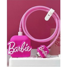 Store Iphone 18W/20W ile Uyumlu Barbie Şarj Kılıfı, Şarj Kablosu Örme Aparatı, Toparlayıcı, Kablo Koruyucu