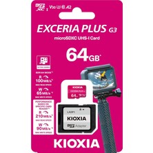 Store Excerıa Plus G3 64GB Microsdxc Hafıza Kartı – Uhs-I U3 V30 C10 A2, 210/90MB/S'YE Kadar, 4k+