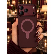 Alan Tech iPhone 18 Pro Max/17 Pro Max Uyumlu Magsafe Burgundy-Bordo Velora Kılıf Mat Silikon 2mm Kamera Korumalı Wireless Şarj Destekli Premium Kılıf-Kapak Burgonya-Kırmızı