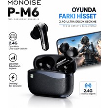 Monoise Monoıse P-M6 Anc Enc Bluetooth 5.4 Kablosuz Kulaklık 2.4g Düşük Gecikme 4 Mikrofon 13MM Tws