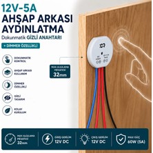 Melko Ahşap Arkası 12V DC Dokunmatik Gizli Anahtar – 5A (60W) | Dimmer Özellikli
