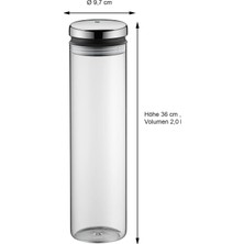 Store Cam Saklama Kabı, 2 L, 36 Cm, Kapaklı Cam Kavanoz, Geniş Dolum Ağızlı, Kahve Çekirdeği ve Müsli Saklama Kabı