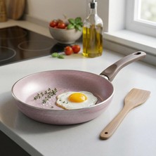 Store Papilla Buz 24 cm Tava - Shadow Krem Kırçıl Granit Efektli Yanmaz Yapışmaz Günlük Kızartma ve Omlet Tavası