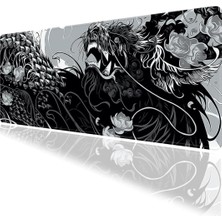 Store Tribal Ejder Temalı Oyun Gaming Klavye Mouse Pad Masa Matı 70X30CM Kaymaz Kauçuk Taban Dikişli Kenar