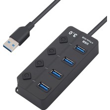 Store Onezero 1215 Bağımsız Şalterli 4 Portlu Güç Beslemeli USB Hub Çoklayıcı (1x USB 3.0 + 3x USB 2.0) – 1.2 Metre Kablolu Masaüstü Dağıtıcı