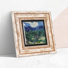 Store Van Gogh Zeytin Ağaçları Taş Duvar Tablosu - Çerçeveli Taş Tablo - Dekoratif Duvar Sanatı - Modern Ev ve Ofis Duvar Dekoru T1-297