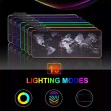 Store Büyük Oyuncu Rgb Mousepad ve Klavye Pad Mavi Altıgen Desenli Blue Hex Tasarım Işıklı 70CM x 30CM Mouse Pad