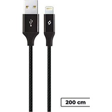 Alumicable Xl Lightning Şarj ve Data Kablosu, Siyah, 2 M