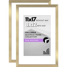 Store 11X17 Resim Çerçevesi 2 Inç Altın Seti - Mat Veya 11X17 Çerçeve ile 8X12 Resim Çerçevesi Olarak Kullanın - Yatay Veya Dikey Ekran Için Pleksiglas Kapaklı Kolaj Resim Çerçeveleri