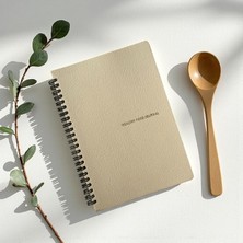 Store 12 Haftalık A5 Beslenme ve Kilo Takip Planlayıcı Defter | Spiralli, Suni Deri Kapaklı, Günlük ve Haftalık Takip | Healthy Food Journal (Bej)
