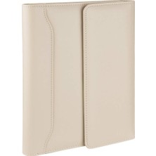 Store 5227 Ajanda Tarihsiz Kareli 17 x 24 cm Ajanda/defter Hesap Makineli Suni Deri Organizer, Bej