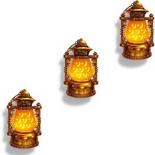 Store 12 cm x 8 cm Pille Çalışan Hilal Ay ve Yıldız Desenli Altın Renkli Lamba LED Sarı Işık,ramazan ve Akşam Dekor Için Mükemmel Seçim Ck-2 (3 Adet - Sarı)
