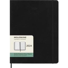 Haftalık Planlayıcı, Notlar Için, 12 Ay 2024, Xl 19 x 25, Lastik Kilitli Yumuşak Kapak, Siyah