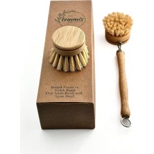 Store Değiştirilebilir Başlıklı Bambu Bulaşık Fırçası, Kolayca Değiştirilebilir Sisal Fırçalı Başlık, Ergonomik Bambu Sapı, Paket Içerisinde Bir Adet Ekstra Yedek Başlık