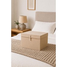 Store Çok Amaçlı Organizer Lüks Saklama Kutusu Düzenleyici Kutu Hurç Bej (Mini Boy 40 * 30 * 26)