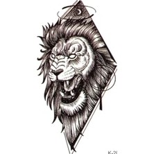 Aslan Dövmesi Geometrik Aslan Minimal Tattoo