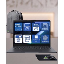 Asus Expertbook B3 Core Ultra 5 (225H) 64 GB Ram 4 Tb SSD IPS Panel 14" Wuxga Windows 11 Pro Office 2026 + Tekden Çanta B3405CCA-LY3182WTKD01