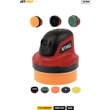 Jetvolt Şarjlı Mini Polisaj Makinesi 10 cm Parlatma Seti - Kırmızı