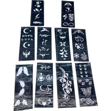 Lexroo Ibico Mix Desen Tüp Kına Desen Çıkartma Şablonu 10 Adet, 8X20CM, CHRMK11807, Karışık Renkli, Kadın