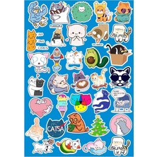 Lexroo Komik Cats Seri 1 Sticker Telefon Laptop Notebook Tablet Defter Matara Stiker Etiket