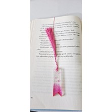Pembe Çiçek Desenli Kitap Ayracı, Püsküllü Tasarım
