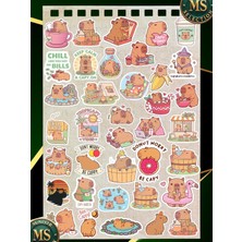 Lexroo Capybara Sticker Seti 35’li – A5 2 Sayfa Suya Dayanıklı Laptop Telefon Etiket