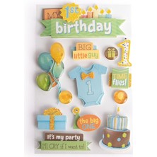 Lexroo 3D Çıkartmalar 4.5"x8.5"-1st Birthdayy-Boy