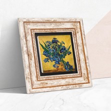 Lexroo Van Gogh Süsenler Taş Duvar Tablosu - Çerçeveli Taş Tablo - Dekoratif Duvar Sanatı - Modern Ev ve Ofis Duvar Dekoru T1-287