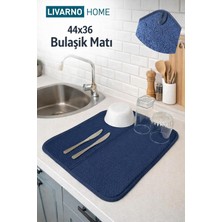 Lexroo Aksu Livarno Mikrofiber Bulaşık Altlığı Kurutma Matı Katlanabilir Çift Yüzey Germany 44X36 Cm. Lacivert