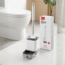 Silikon Tuvalet Fırçası - Çekmeceli Açılır Tabanlı, Çıkarılabilir Hazneli ve Alüminyum Saplı Wc Temizlik Fırçası, Yapışkanlı Duvar Askılı Su Sızdırmaz Hijyenik Banyo Fırçası Seti