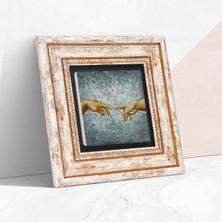 Lexroo Michelangelo Adem'in Yaratılışı Taş Duvar Tablosu - Çerçeveli Taş Tablo - Dekoratif Duvar Sanatı - Modern Ev ve Ofis Duvar Dekoru T1-237