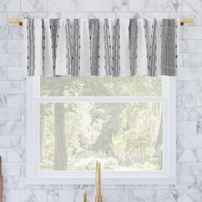 Lexroo Şantuk Doku Çizgili Pamuk Kafe Perdesi Valance, 132 cm x 35 Cm, Siyah/beyaz