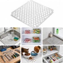 Lexroo Lavabo Kurutma Matı 32X32 Cm, Şeffaf Petek Desenli Buzluk ve Dondurucu Raf Koruyucu, Çekmece Raf Içi Kaydırmaz Düzenleyici Mat, Banyo, Tezgah ve Evcil Hayvan Mama Alanı Için Çok Amaçlı Mat