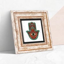 Lexroo Fatma Ana Eli (Hamsa) Taş Duvar Tablosu - Çerçeveli Taş Tablo - Dekoratif Duvar Sanatı - Modern Ev ve Ofis Duvar Dekoru T1-144