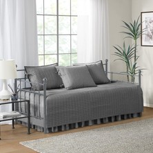 Lexroo Daybed Örtüsü - Lüks Çift Taraflı - Kapitone, Yatak Eteği ile Tüm Sezon Rahat Yatak, Uyumlu Şemsiyeler, 75'X39' Kömür Grisi 5 Parça