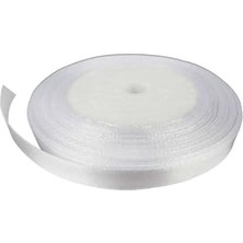Saten Kurdele Ince 6 mm - 10 Metre, Beyaz Kurdale Beyaz