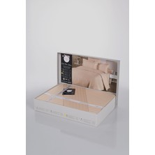 Lexroo Deluxe Pamuk Saten Çift Kişilik Kutulu Nevresim Takımı Saten Nevresim Çeyizlik DELUXE20, Kapuçino, 200 x 220