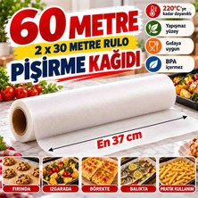 Optimex Pişirme Kağıdı 60 Metre (2 x 30 Metre Rulo) 37 cm Eninde Yapışmaz Yanmaz Fırın Kağıdı 220°C Isıya Dayanıklı