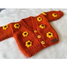 Çiçekli Crop Hırka>el Örgüsü>bebek Hırkası>papatya>handmade