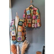 Papatya Desenli Crochet  Kadın Hırka,  El Örgüsü Hırka, Trend Hırka