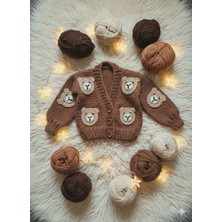 Lily Knitting El Örgüsü Ayıcıklı Hırka