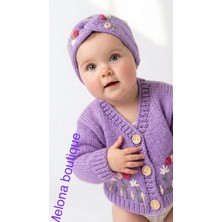 Melona Boutique Lila Rengi Işlemeli Çocuk Hırkası
