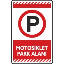Kırmızı Fosforlu Motosiklet Park Alanı Etiketi 35X50 cm