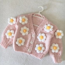 Bebek El Örgüsü Papatyalı Crop Hırka
