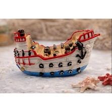 Khi-Zai Vintage Korsan Hazine Gemisi Kitap Desteği – El Yapımı Reçine Pirate Treasure Ship Bookend, Ev & Ofis Dekoru